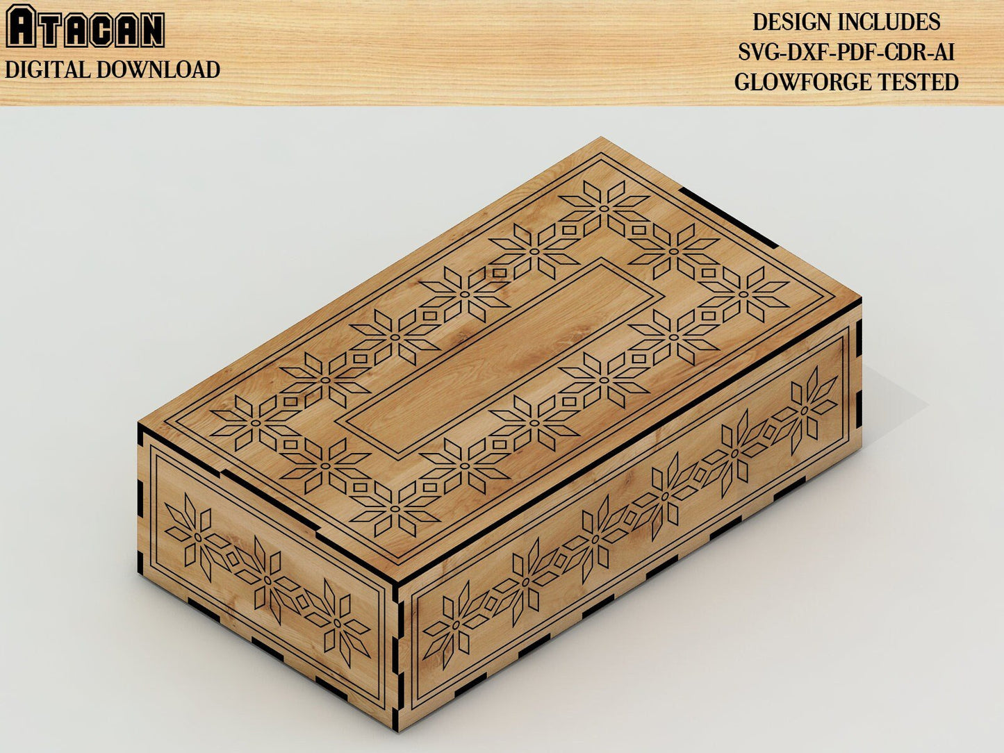 Box laser cut files SVG / Decorative Laser cut files / Glowforge laser cut plan 285