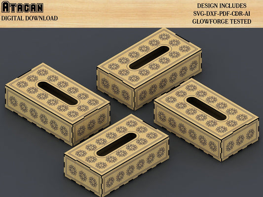 Box with flower pattern laser cut svg files / Decorative boxes 286