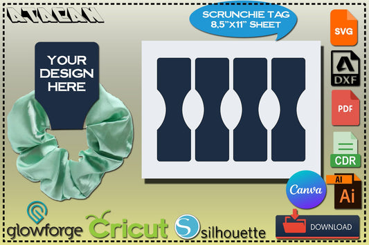 Bridesmaid Scrunchies Hair Bow Template / Scrunchie Tag label/ Crochet Hair Ties / Canva SVG DXF Ai CDR 357