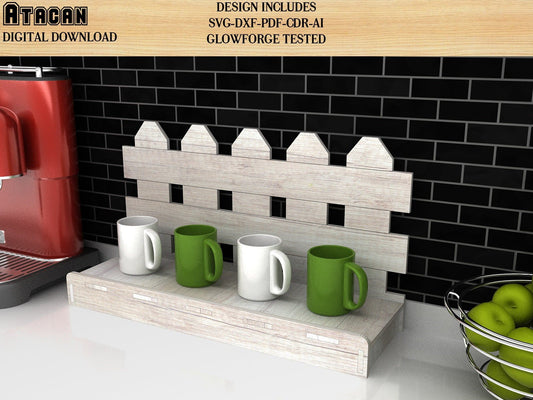 Cake and Coffee Mug Display Stand svg, Fence Display Stand, Dxf Svg Pdf Cdr Ai files, Glowforge laser cut plan 272