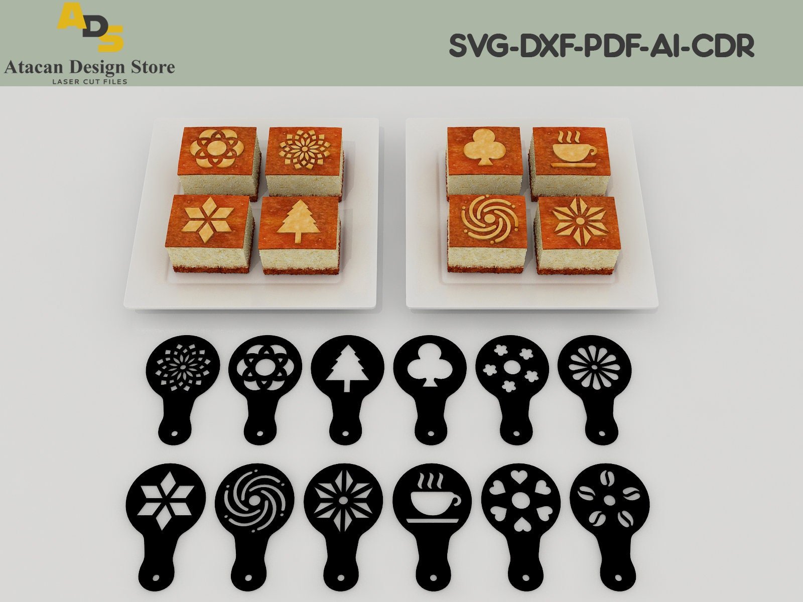 Cake design template / Cappuccino Patterns / Cookies Stencils / Glowfo ...
