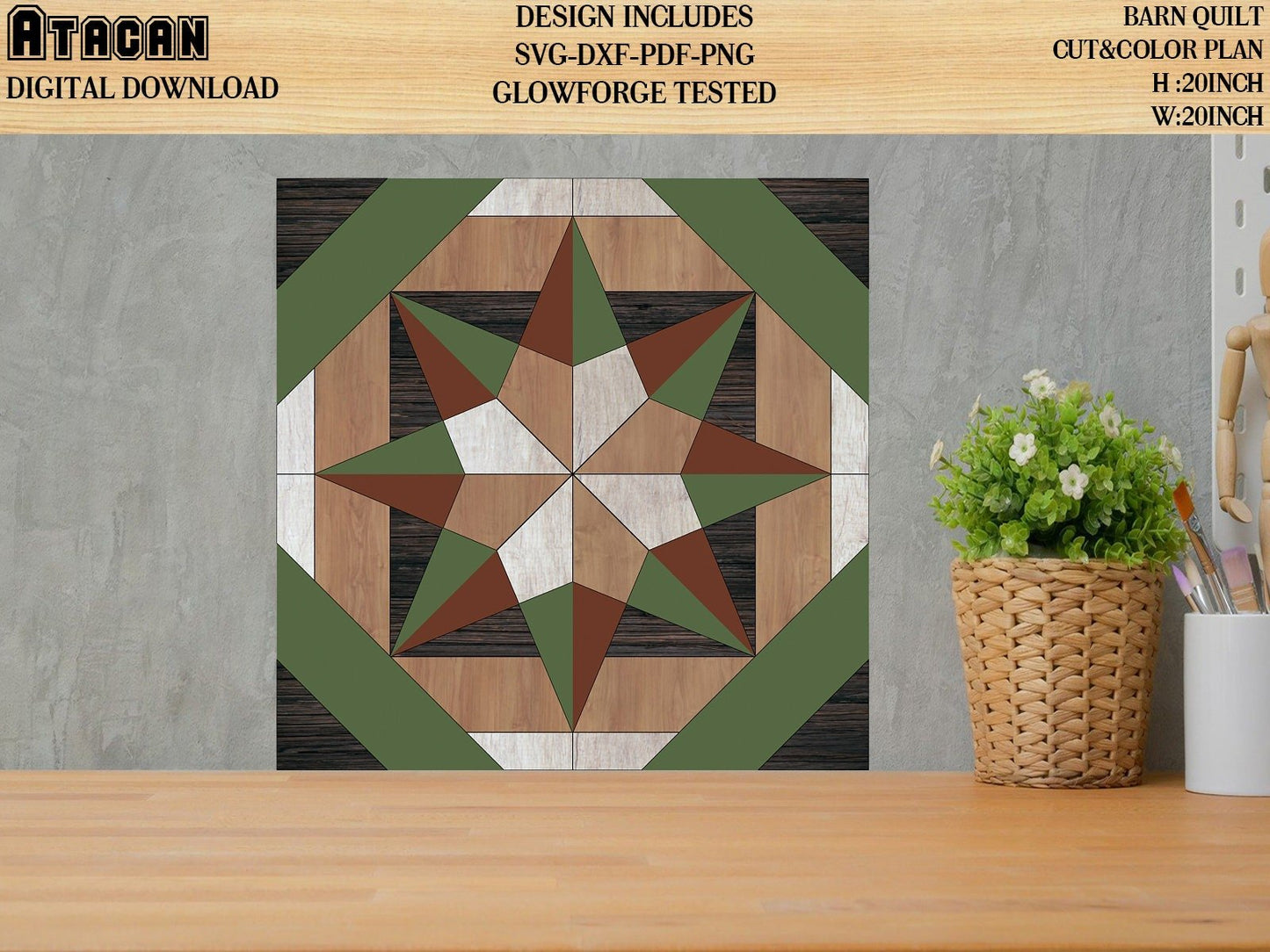 Camouflage Barn Quilt svg Laser cut files Glowforge projects wall art Chevron Southwest Aztec Arrow designs Home decor 20x20 inch quilt 032