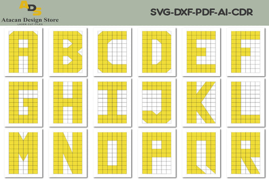 Capital Letter Quilt Blocks / 0 to 9 Numbers / Uppercase Letter Quilts Template SVG DXF Pdf Ai CDR 317