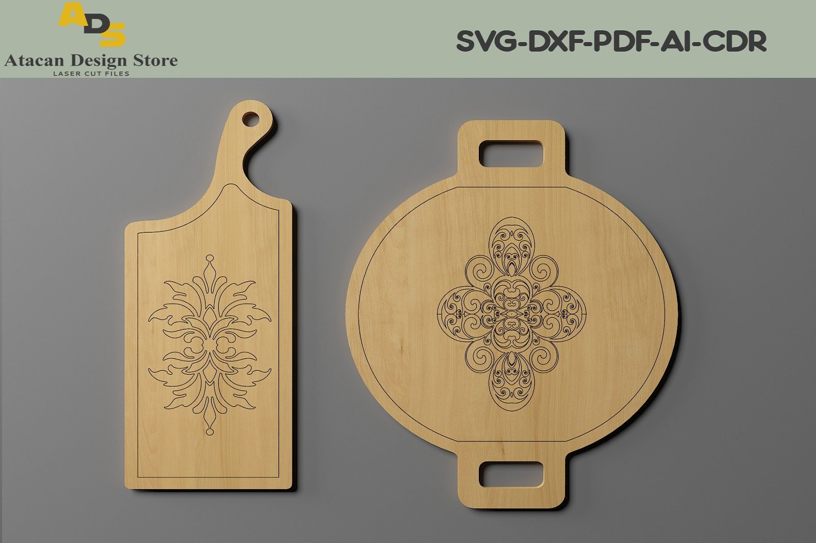 Chopping Board Laser Cut Bundle / Kitchen Charcuterie board Set SVG, DXF, CDR ADS223