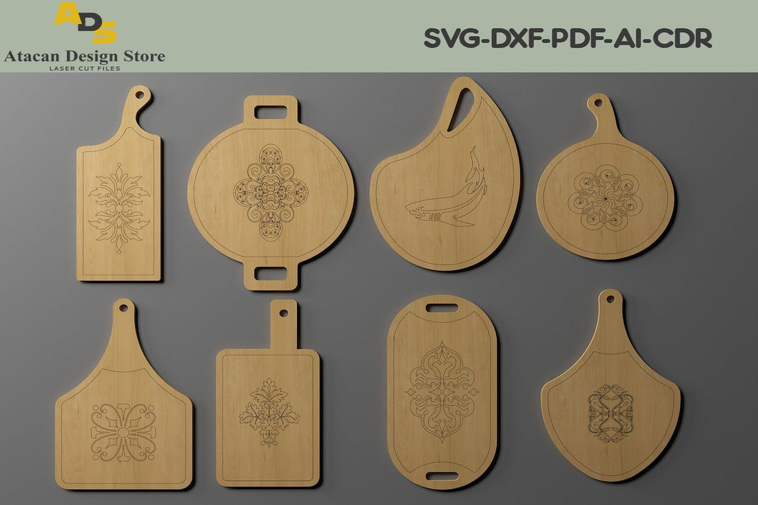 Chopping Board Laser Cut Bundle / Kitchen Charcuterie board Set SVG, D ...