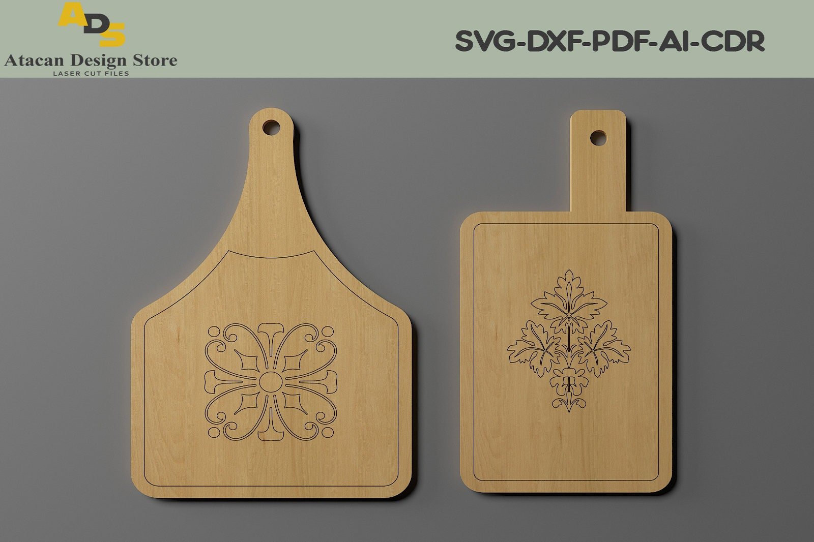 Chopping Board Laser Cut Bundle / Kitchen Charcuterie board Set SVG, DXF, CDR ADS223