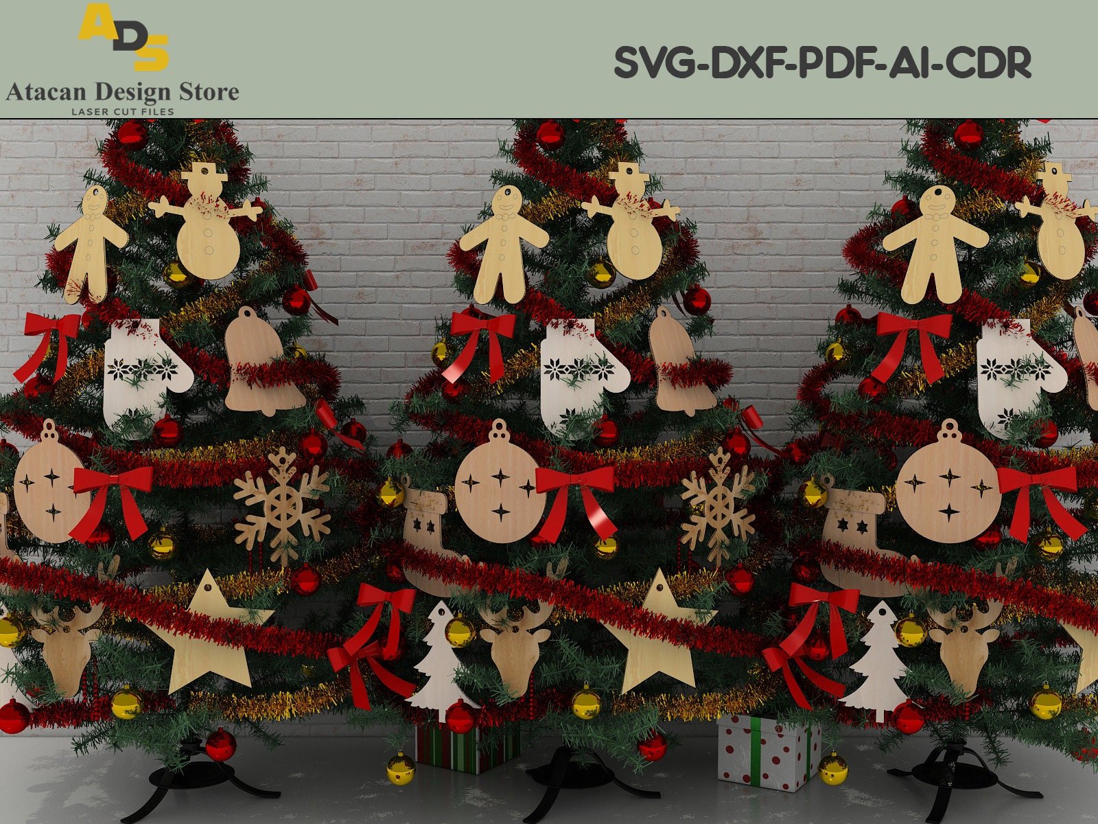 Christmas Bundle / Laser cut SVG files / Noel Sleigh / Christmas Tree / Noel Items templates ADS093