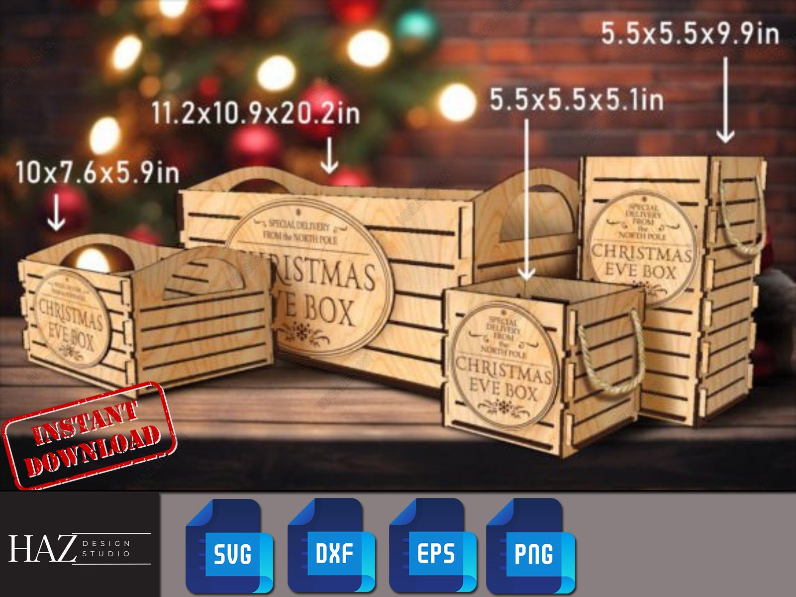 Christmas Eve Boxes Laser Cutting Files - 4 Stunning Box Designs 192