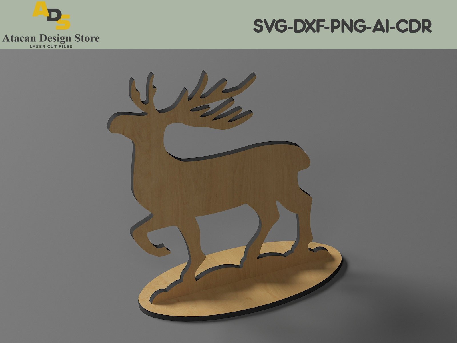 Christmas Standing Reindeer Personalized decorations Place 3mm and 1/8in versions included | SVG, DXF, AI ADS228
