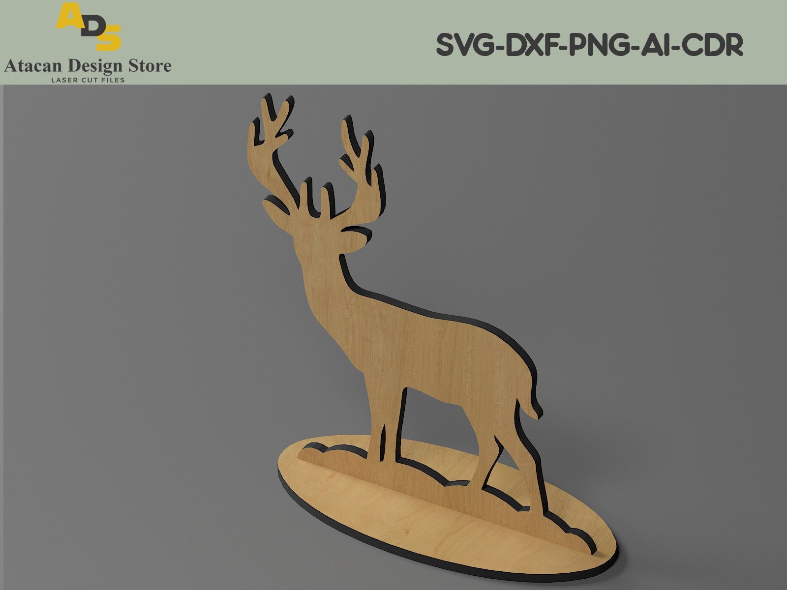 Christmas Standing Reindeer Personalized decorations Place 3mm and 1/8in versions included | SVG, DXF, AI ADS228