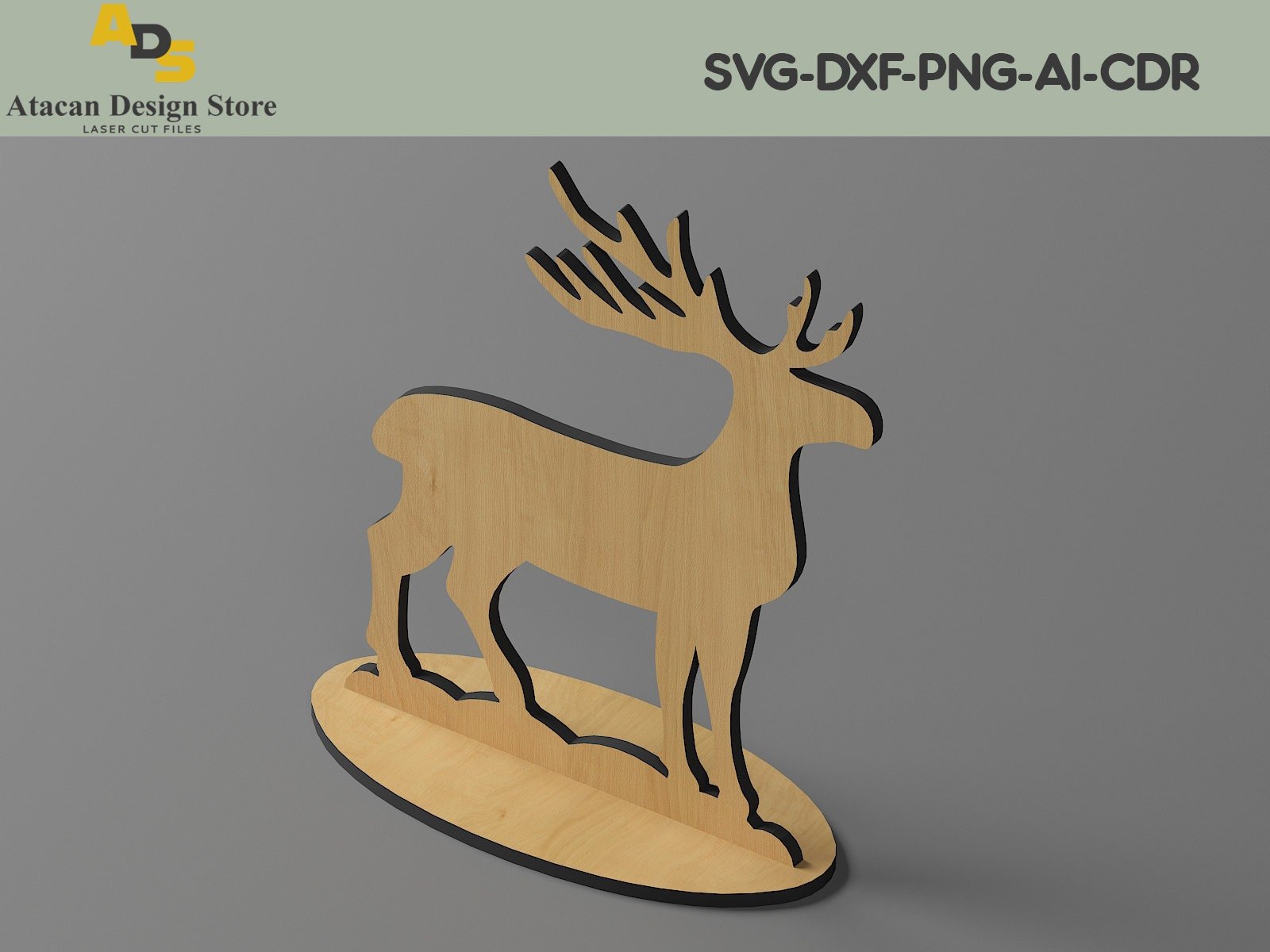 Christmas Standing Reindeer Personalized decorations Place 3mm and 1/8in versions included | SVG, DXF, AI ADS228