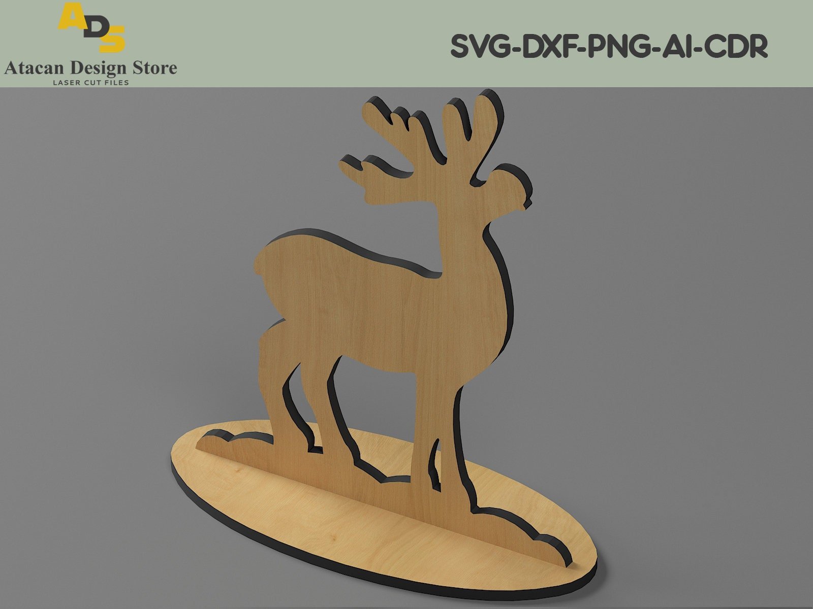 Christmas Standing Reindeer Personalized decorations Place 3mm and 1/8in versions included | SVG, DXF, AI ADS228