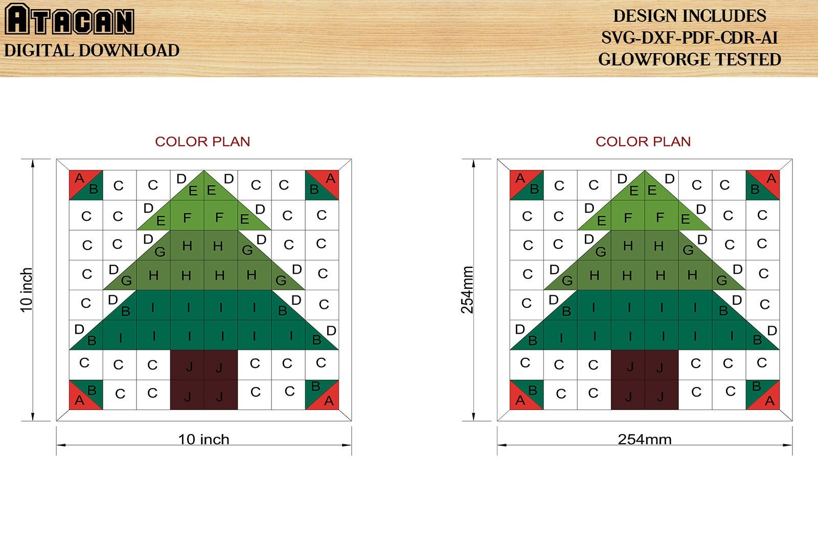 Christmas Tree Barn Quilts / Snowflake Quilt Pattern for Noel / Glowforge Ready files