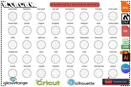 Circle Frames Quilt Block Patterns / Geometric Art Coloring Pages / Wall Art Barn Quilt Files / Printable Mosaics SVG DXF Ai CDR 380