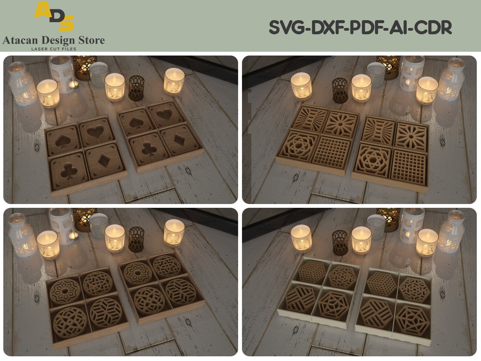 Coaster Bundle With Divider Box / Coaster Grill Home Decor Templates Vector Digital ADS203
