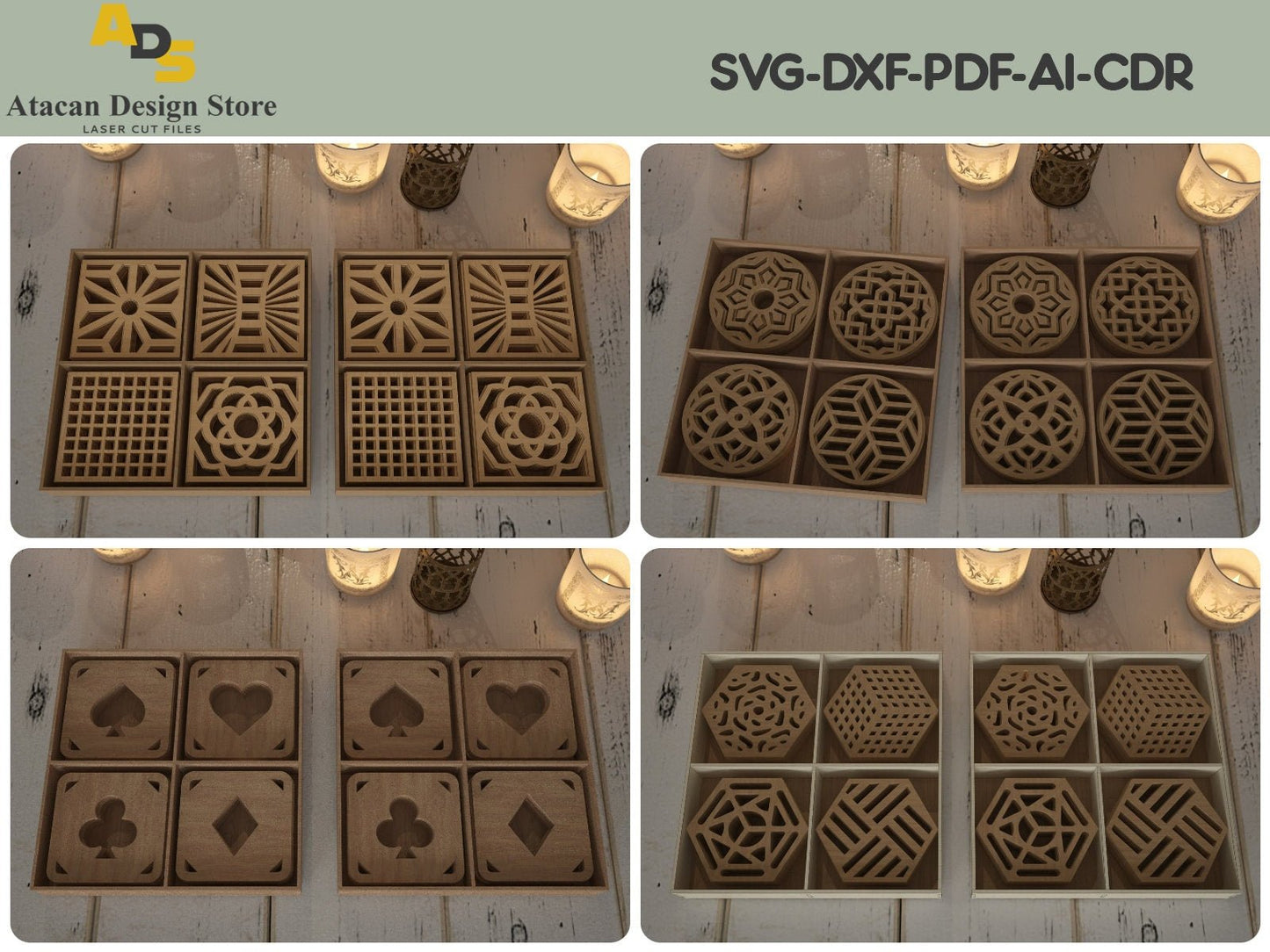 Coaster Bundle With Divider Box / Coaster Grill Home Decor Templates Vector Digital ADS203