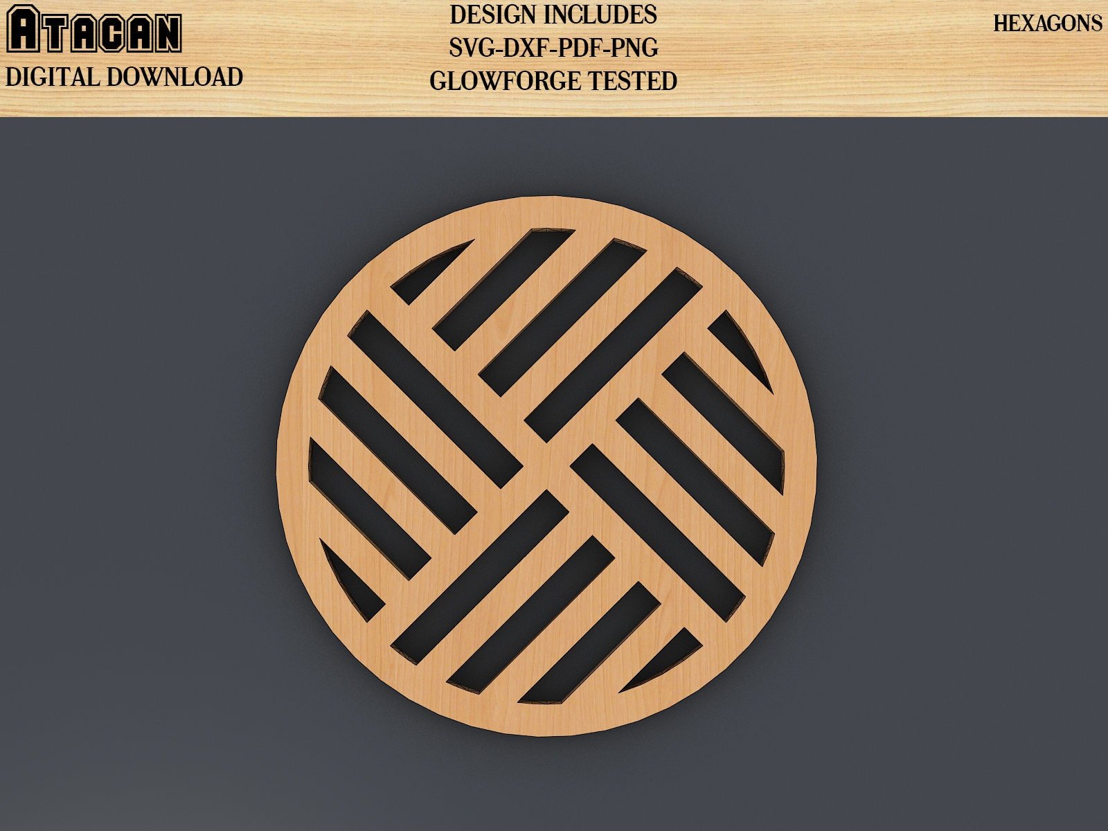 Coaster Laser cut SVG Files / Round Coasters / Wooden Drink Mats With Pattern 330