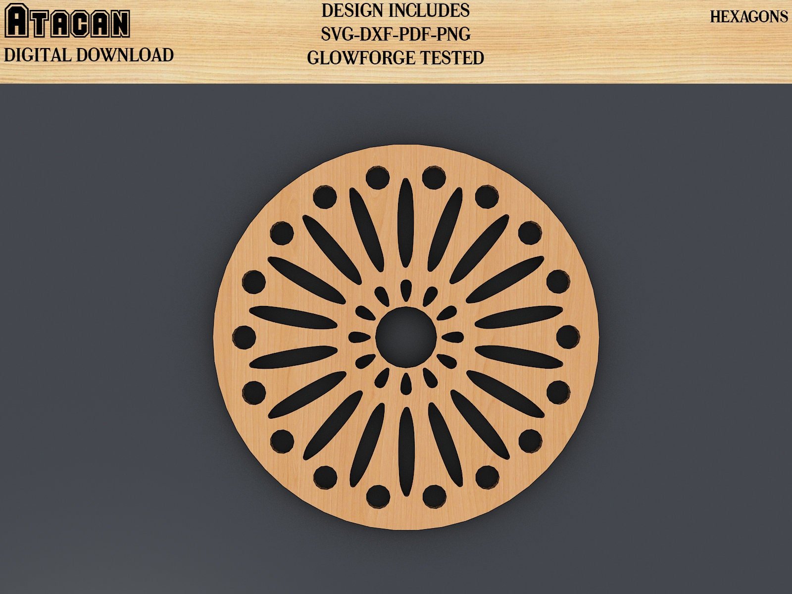 Coaster Laser cut SVG Files / Round Coasters / Wooden Drink Mats With Pattern 330