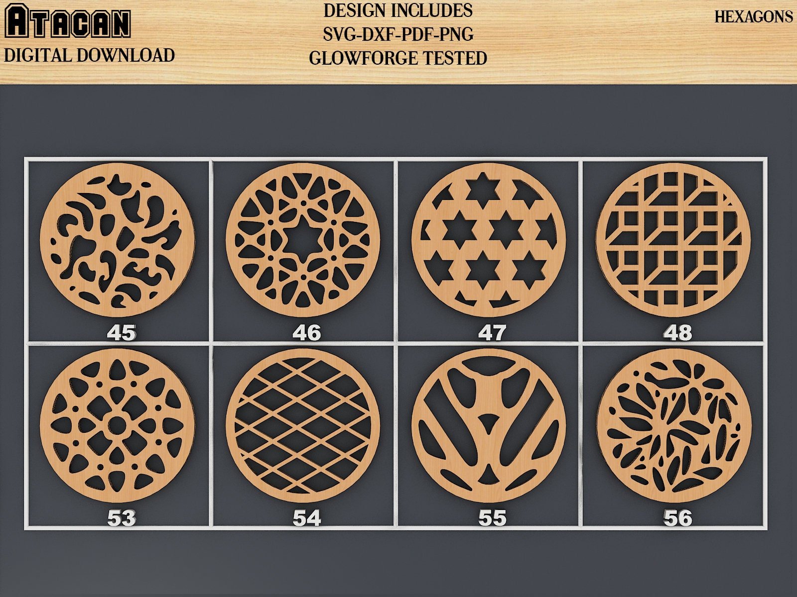 Coaster Laser cut SVG Files - Wood, Metal, Wall Decor, Wall Hanging - CNC, Laser, Plasma, Cricut Cutting Files 331