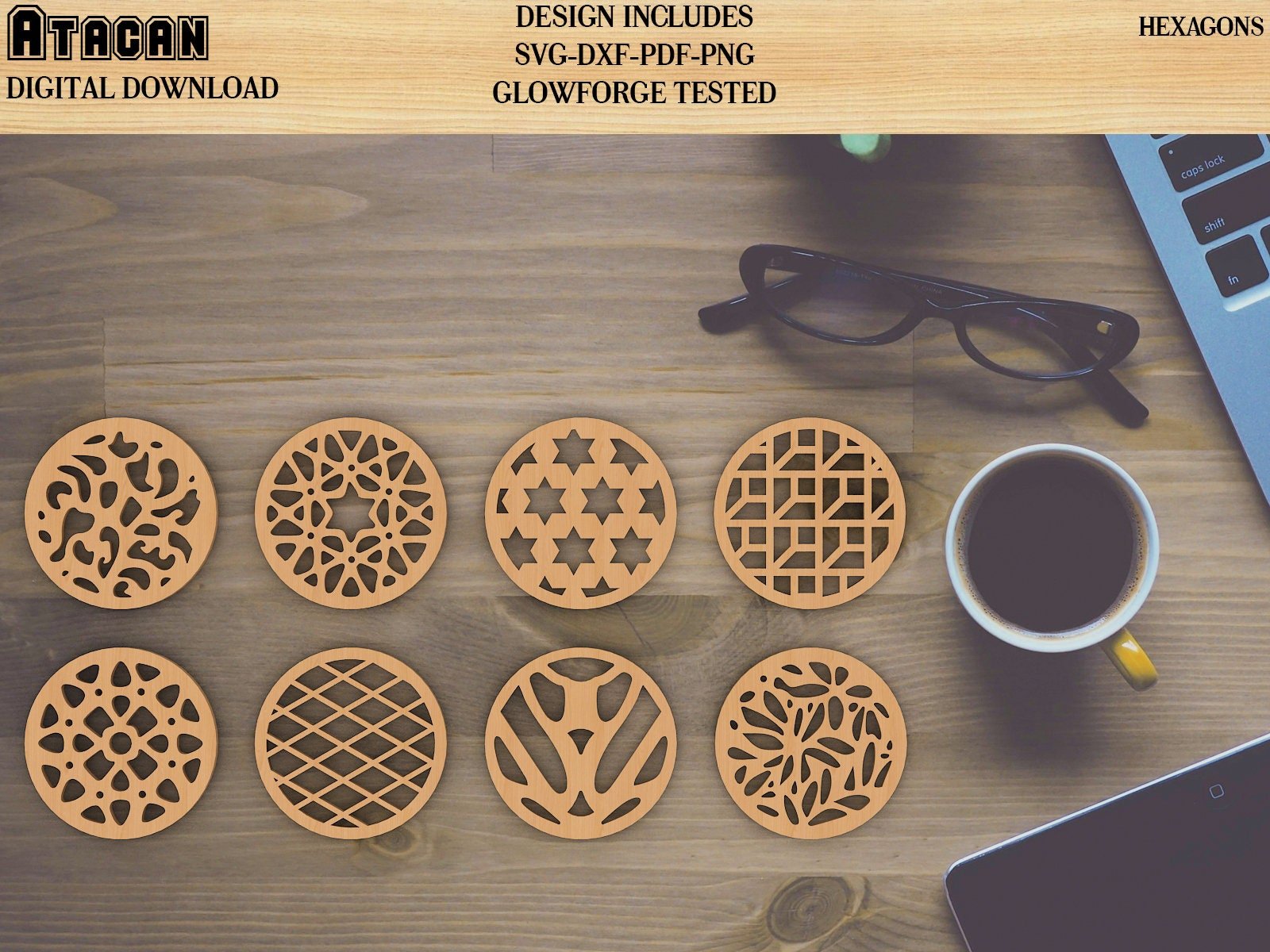 Coaster Laser cut SVG Files - Wood, Metal, Wall Decor, Wall Hanging - CNC, Laser, Plasma, Cricut Cutting Files 331