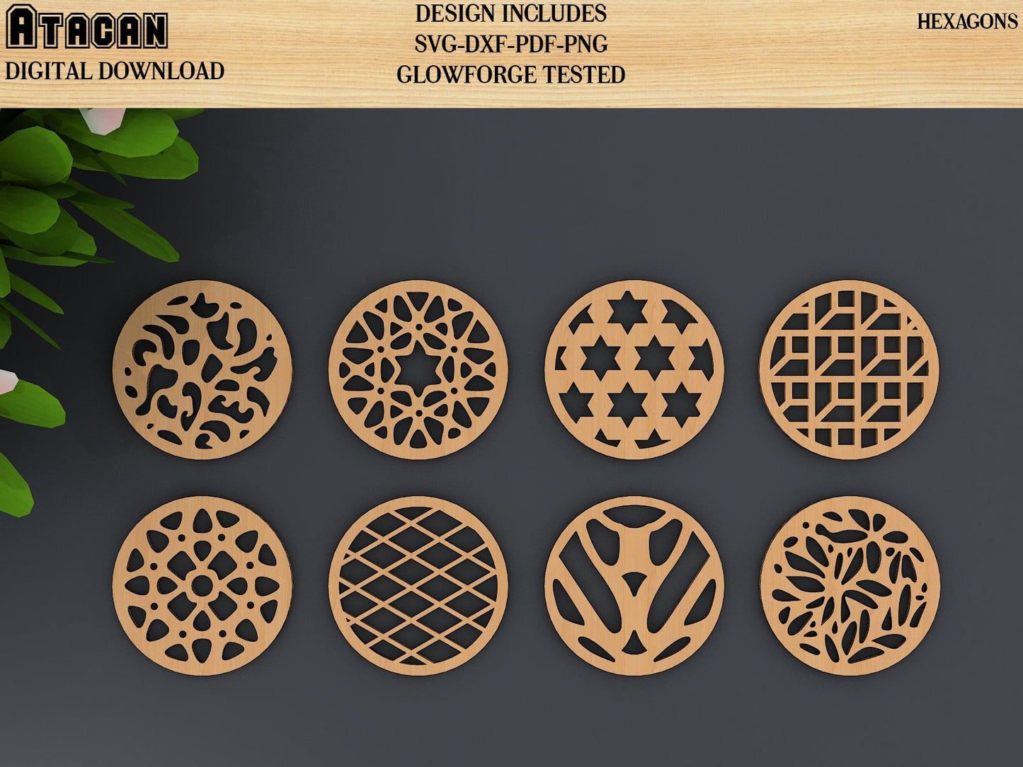 Coaster Laser cut SVG Files - Wood, Metal, Wall Decor, Wall Hanging - CNC, Laser, Plasma, Cricut Cutting Files 331
