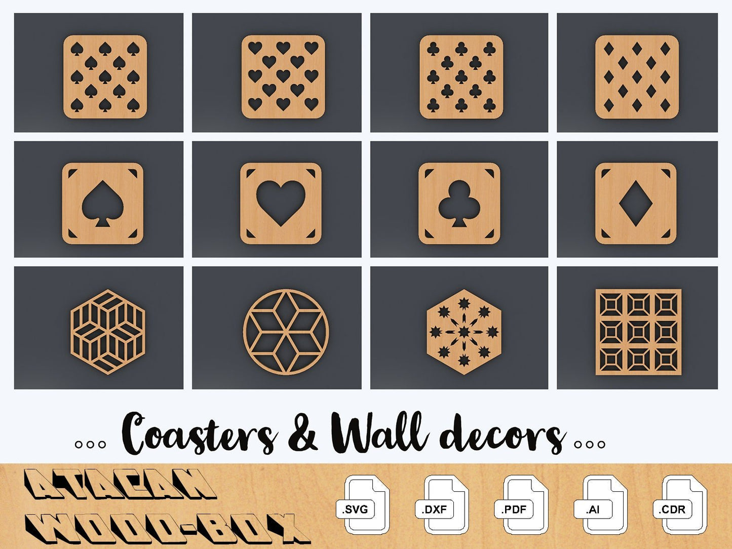 Coaster Panel Svg File / Geometric Wall Art / Decorative Panels / Cnc Laser Cutting File / Glowforge files 176