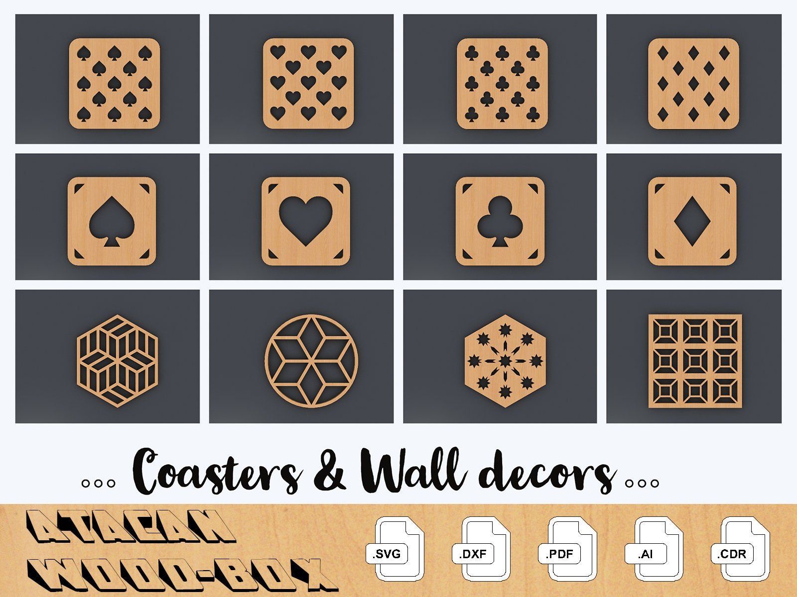 Coaster Panel Svg File / Geometric Wall Art / Decorative Panels / Cnc Laser Cutting File / Glowforge files 176