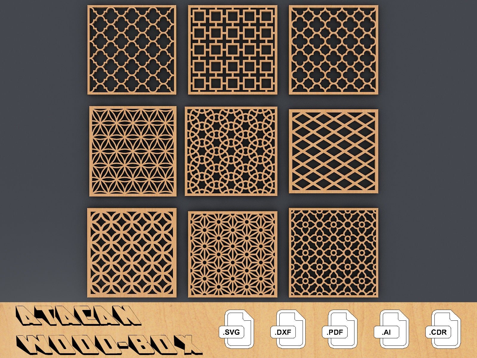 Coaster Templates Vector Digital SVG DXF Files Instant Download, Laser Cutting GlowForge 092