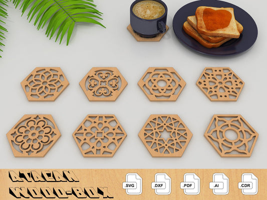 Coaster Trivet Wall Decor Templates - Glowforge files Instant download - Laser Cutting Files 158