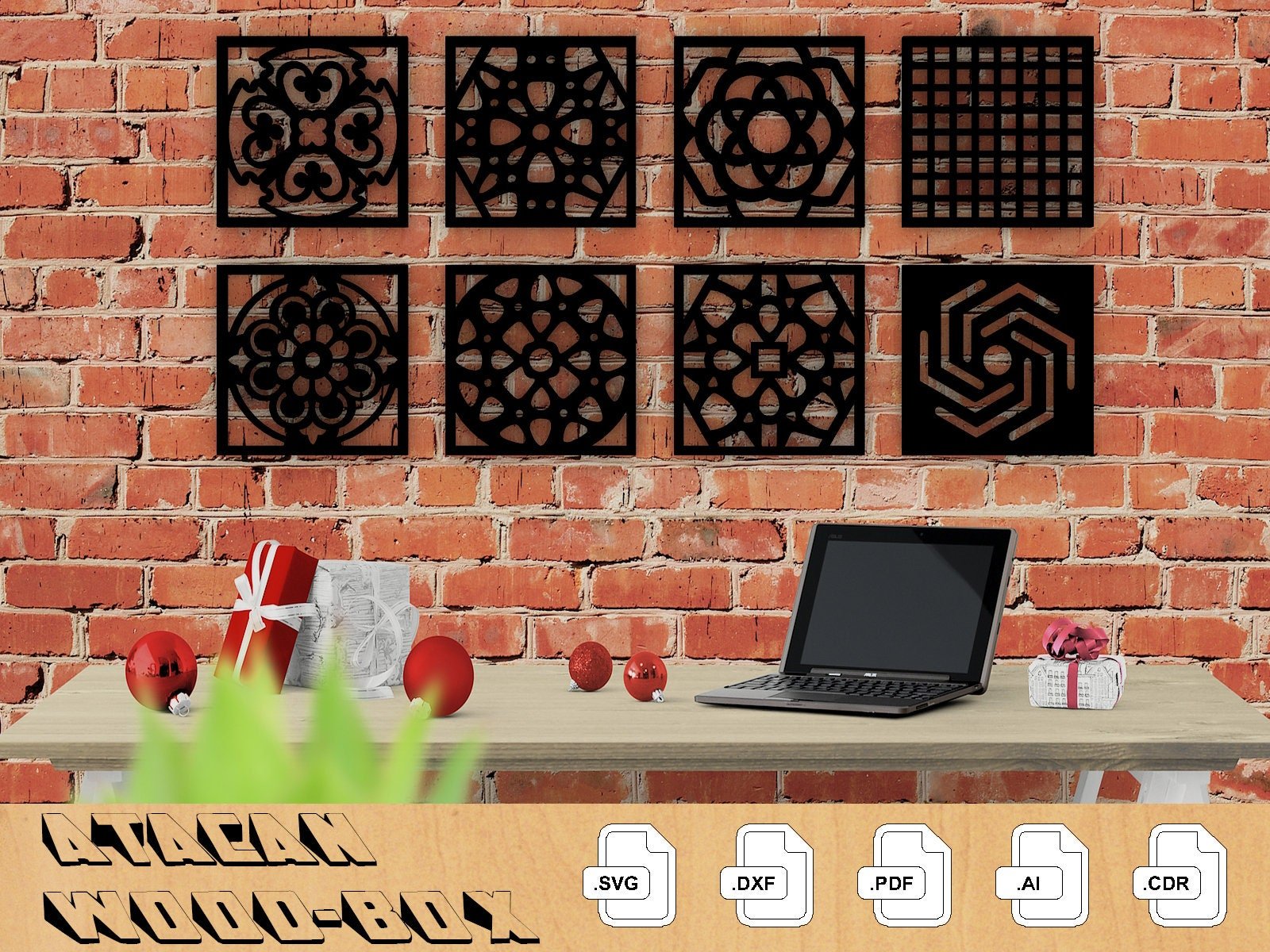 Coaster Trivet Wall Decor Templates - Glowforge files Instant download - Laser Cutting Files 162