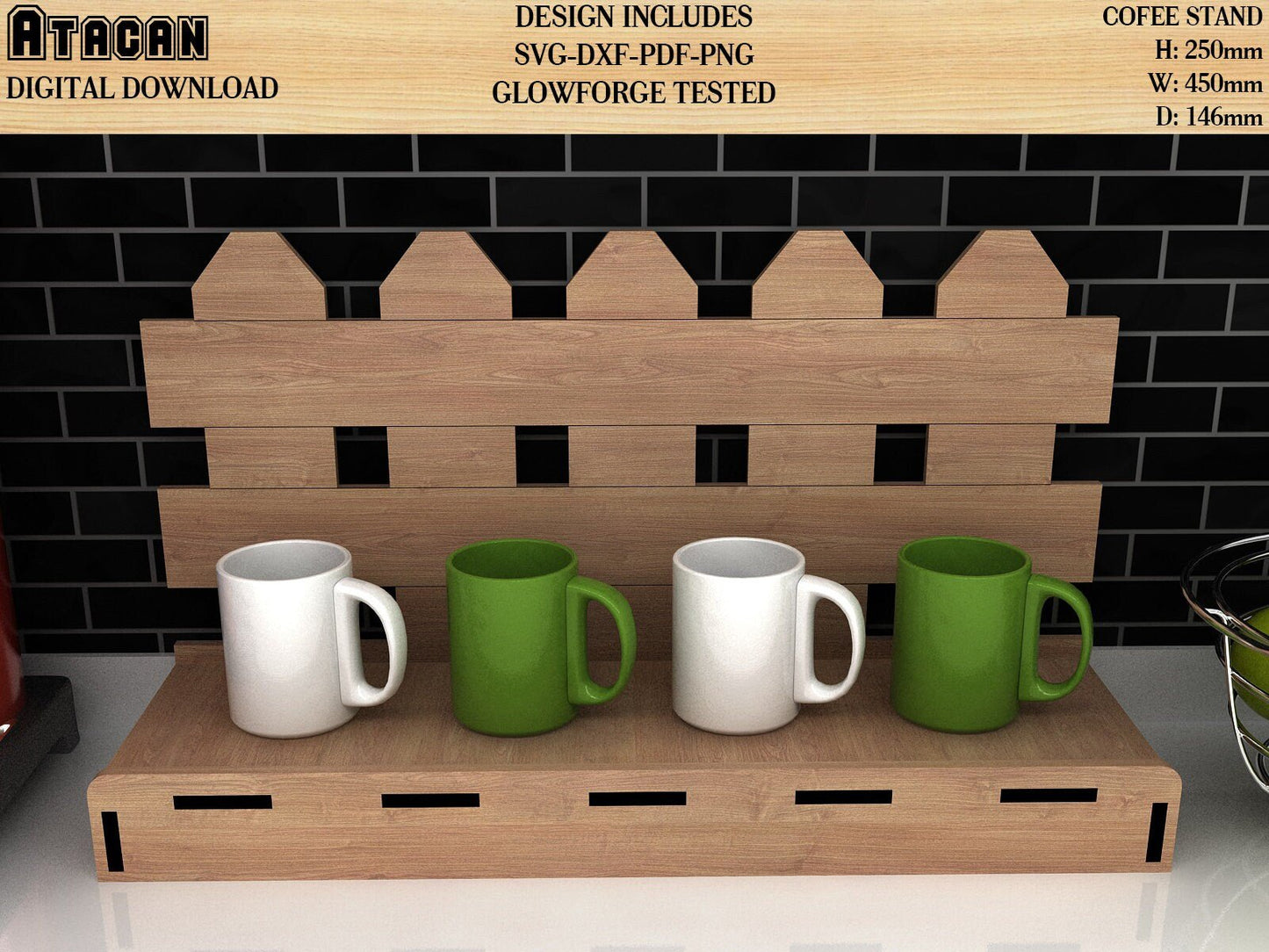Coffee Mug Fence Display Stand svg file glowforge projects Home kitchen decor svg dxf svg png pdf digital download 014