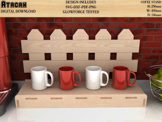 Coffee Mug Fence Display Stand svg file glowforge projects Home kitchen decor svg dxf svg png pdf digital download 014