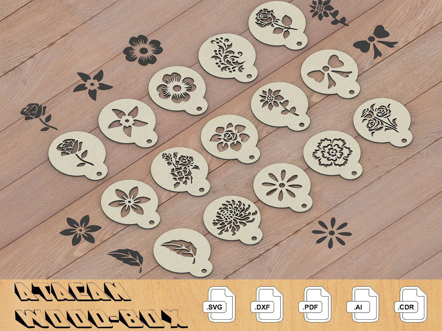 Coffee Stencil Set / Barista Latte Pattern Design / Kitchen art Stencils / Cooking Template laser svg files 254