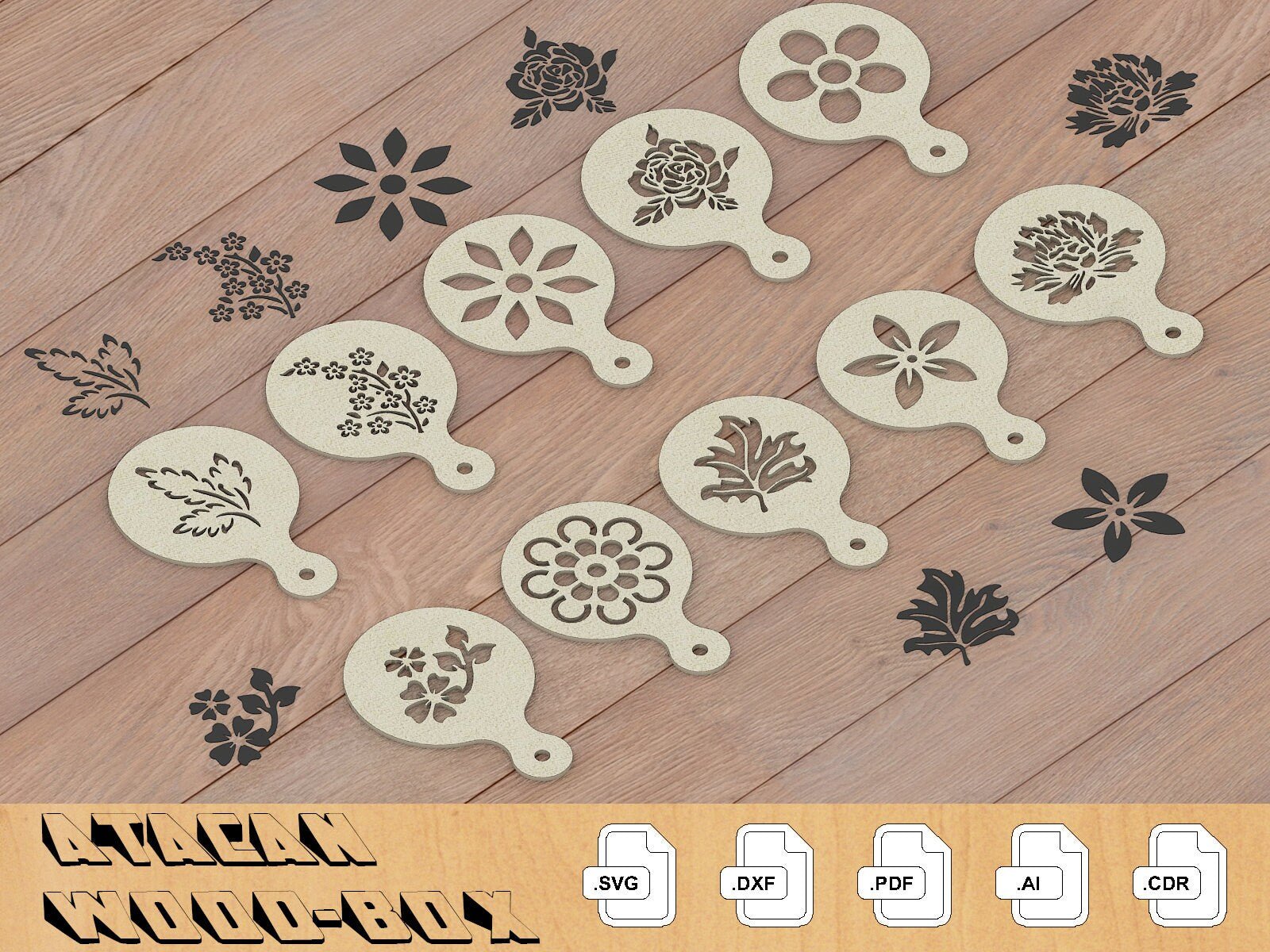 Coffee Stencil Set / Barista Latte Pattern Design / Kitchen art Stencils / Cooking Template laser svg files 254