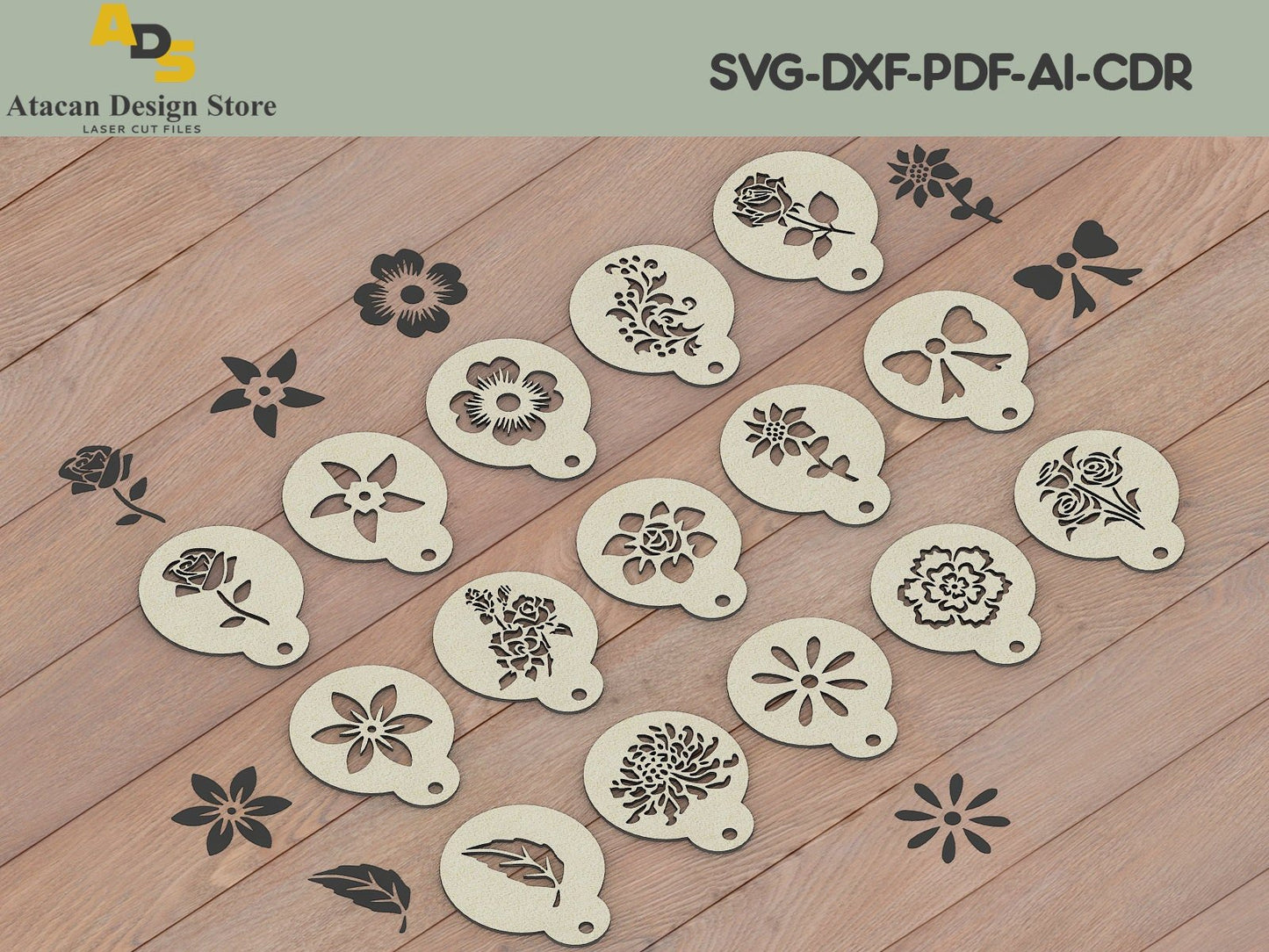 Coffee Stencils / Latte Art / Digital Laser files / Stencils cut files / Cake Decorating ADS096