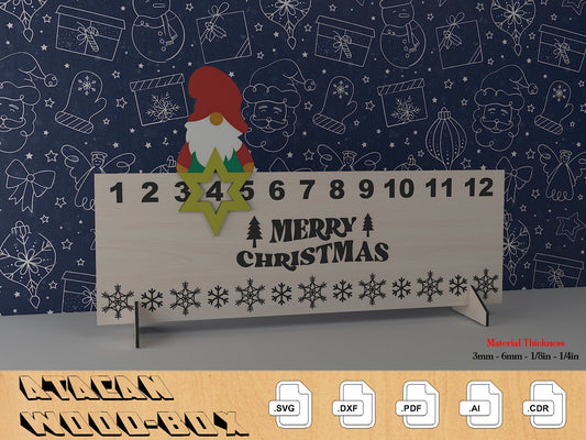 Countdown to Christmas / Countdown Noel Calendar / Personalized New Year Laser Cut Files SVG DXF CDR Ai Pdf 382