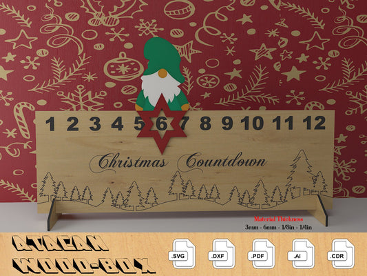 Countdown to Xmas / Christmas Countdown Noel Calendar / Custom New Year Wood Cut Files SVG DXF CDR Ai Pdf 383