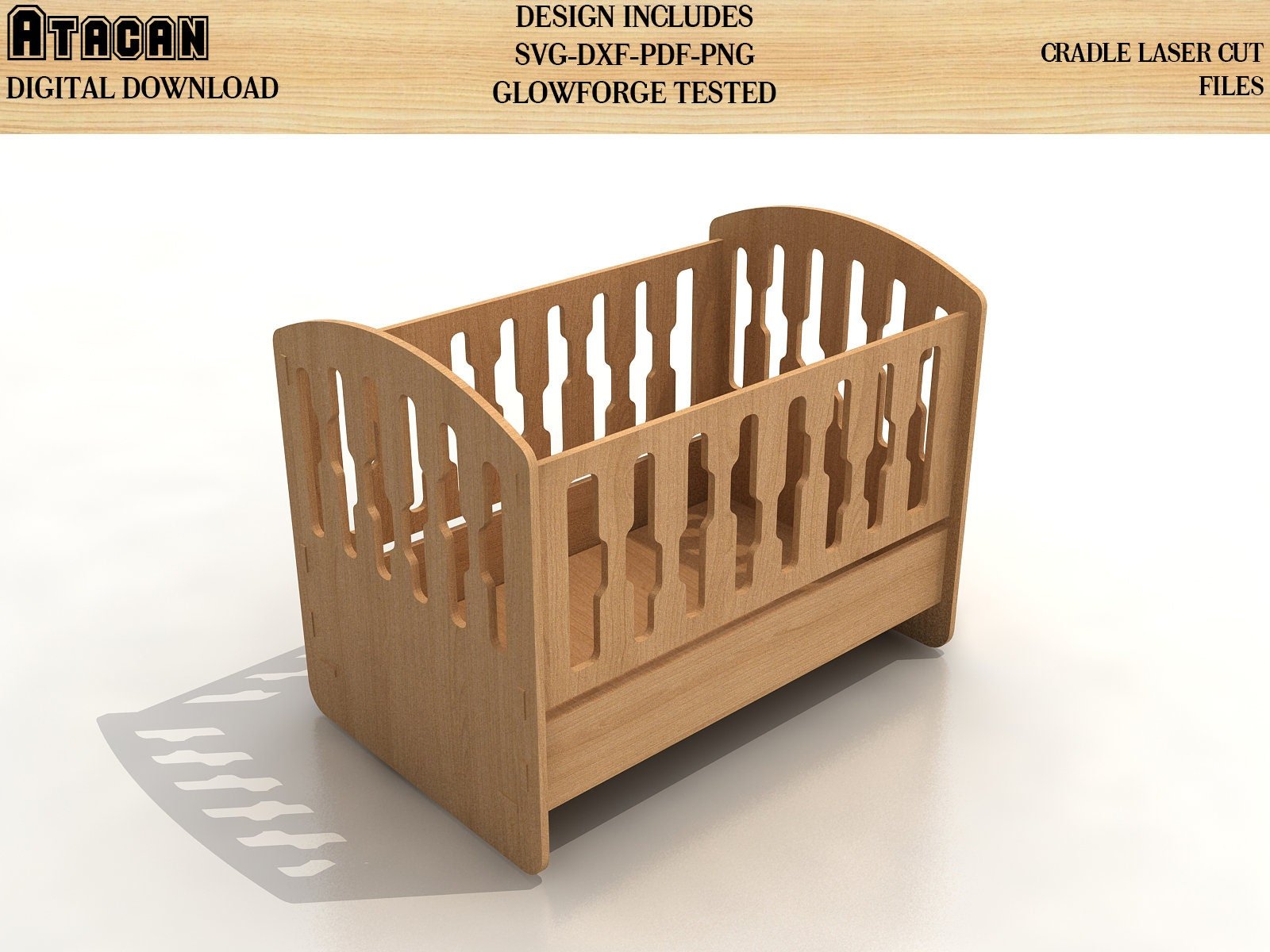 Cradle laser cutting SVG files Baby Rocker Cot, Baby Cradle bed, 3d mo ...