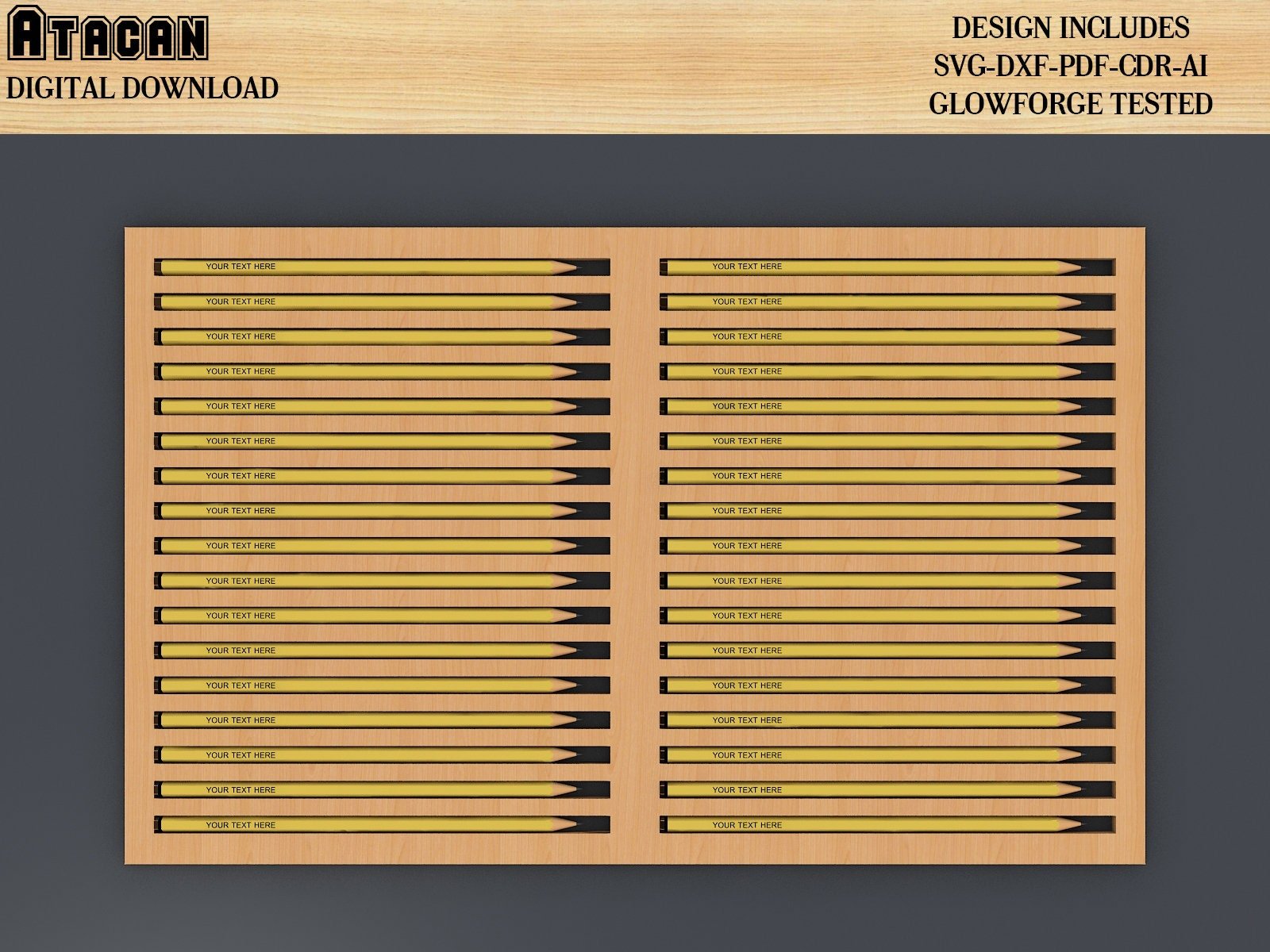 Custom Pencil Jig SVG File / Personalised Digital Pencil Jig File / Easy to use Glowforge files and laser cut files 366