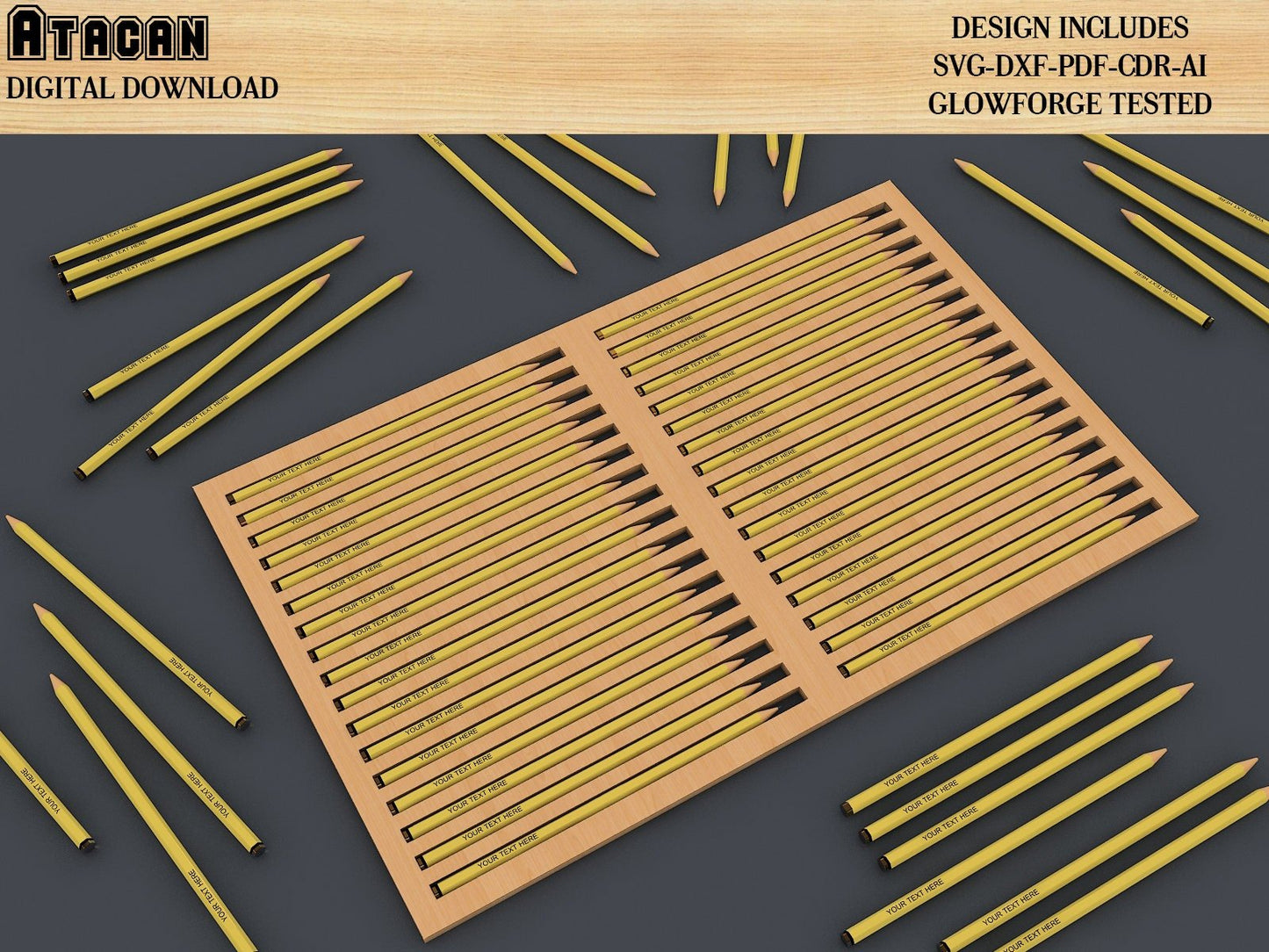 Custom Pencil Jig SVG File / Personalised Digital Pencil Jig File / Easy to use Glowforge files and laser cut files 366