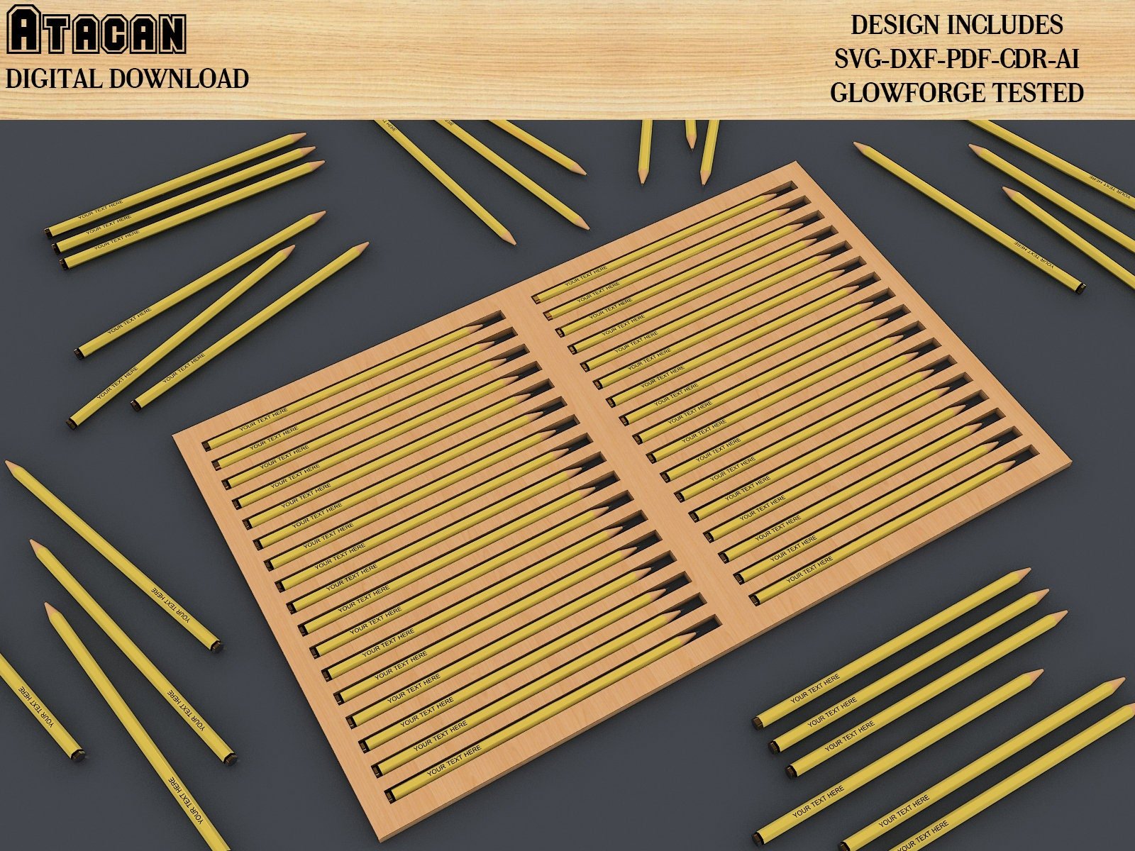 Custom Pencil Jig SVG File / Personalised Digital Pencil Jig File / Easy to use Glowforge files and laser cut files 366