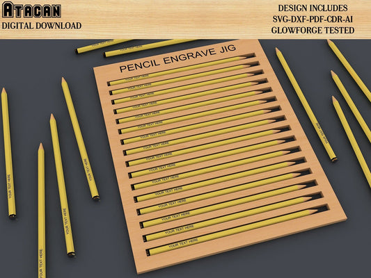 Custom Pencil Jig SVG File / Personalised Digital Pencil Laser Jig File / Easy to use Glowforge files and laser cut files 367