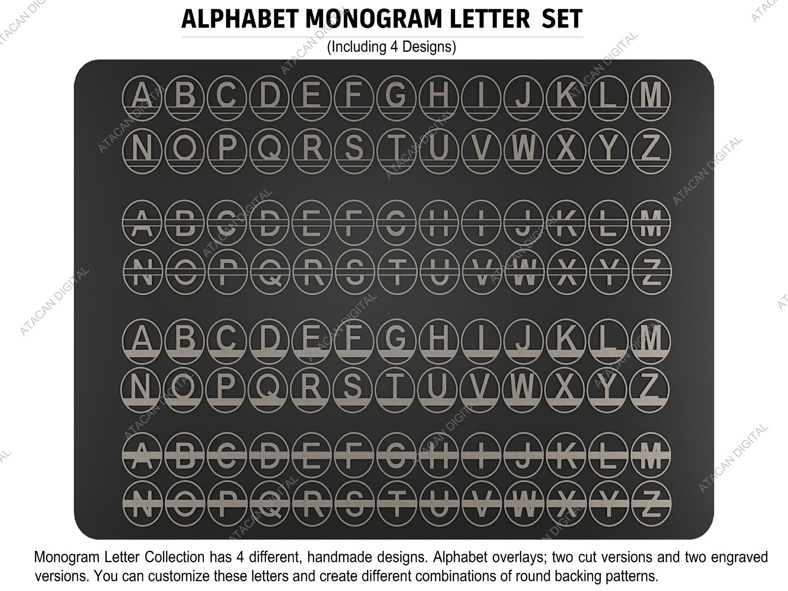 Customise Monogram Split Letters / Personalise Name Signs With Patterns / Wall art Home Decor DXF SVG Ai CDR 503