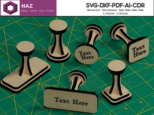 Customised Stamp Handle Plan / Wooden Personalise Stamper / Laser Cut Stamps / Custom Glowforge Files SVG DXF CDR Ai 060