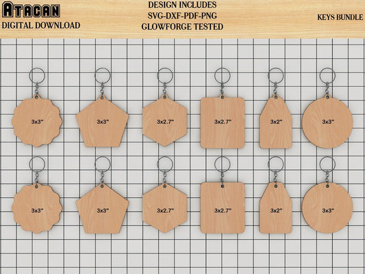 Cut Wood Keychains SVG files Laser cutting plan Engraving Keychain pattern bundle 208