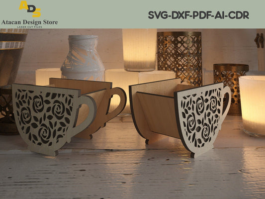 Decorative Mug Shape Gift Box / Cup Storage Home Decor / Laser Vector Files ADS184
