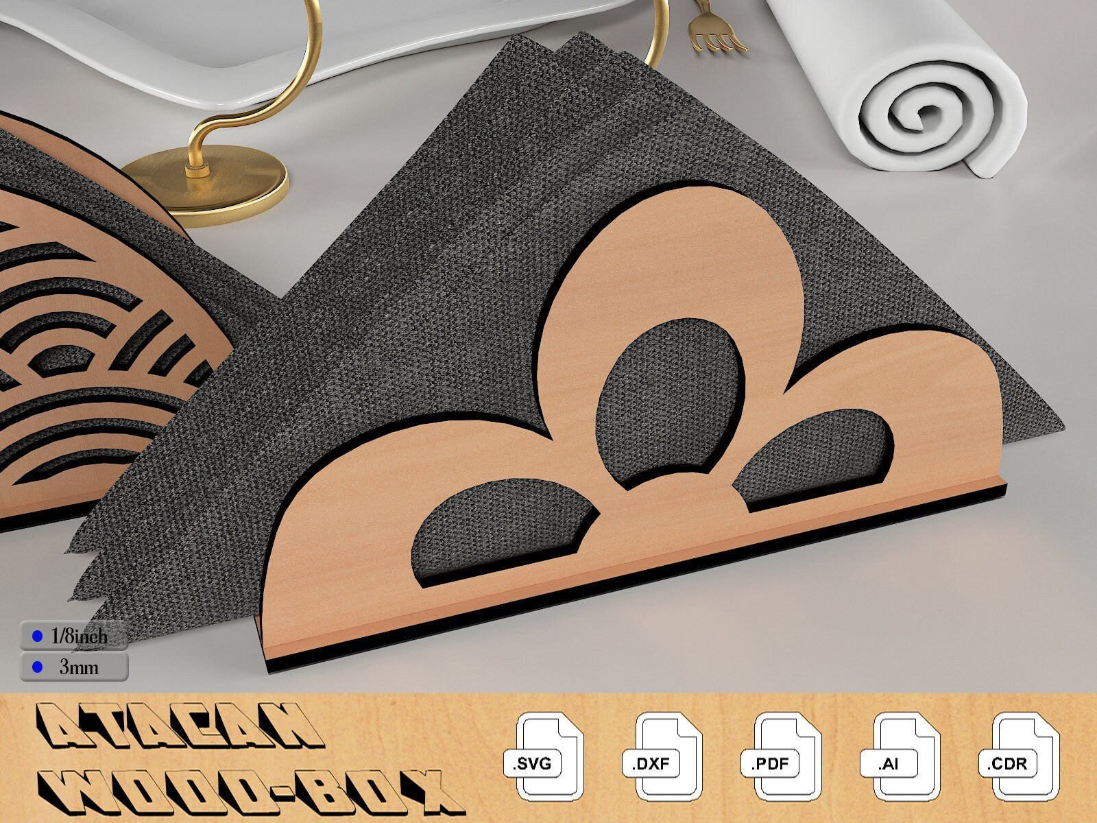Decorative Napkin Holders / Tissue Table organizer / Complement for Cafe SVG DXF CDR Ai 325