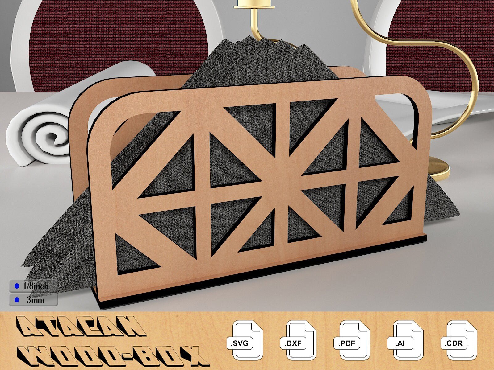 Decorative Napkin Holders / Tissue Table organizer / Complement for Cafe SVG DXF CDR Ai 325