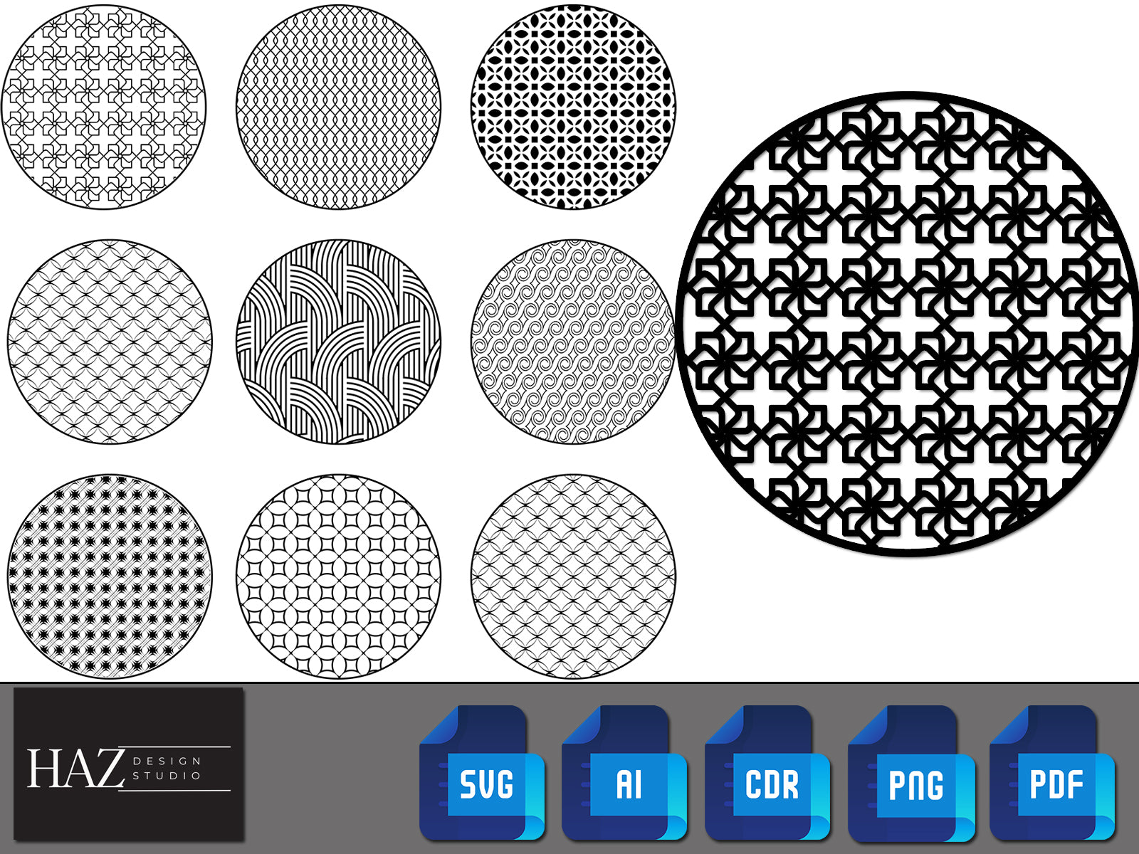 Circle Pattern Svg Decorative Round Pattern Bundle / Geometric Circle Patterns Svg / Seam ...