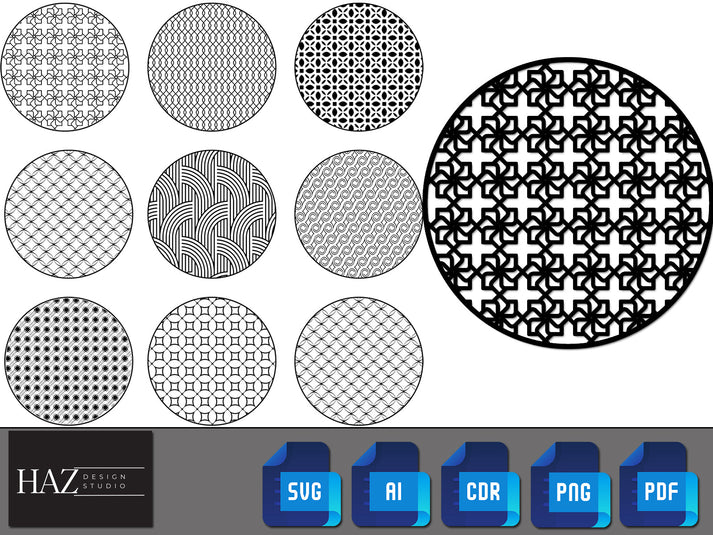 Decorative Round Pattern Bundle / Geometric Circle Patterns Svg / Seam ...